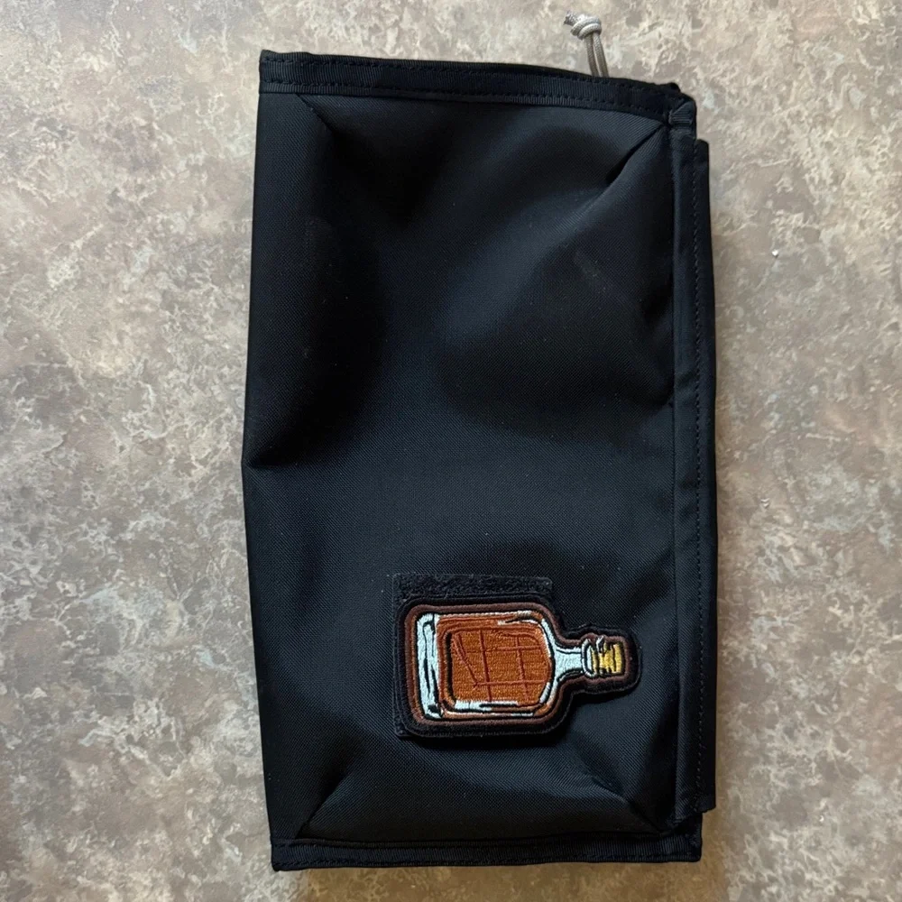 Evergoods Civic Access Black Travel Pouch with Whiskey Bottle Patch - Picture 2 of 5